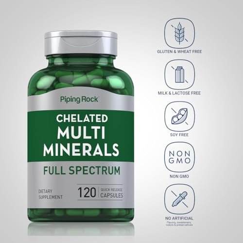 Piping Rock Mega Multi Mineral Chelat-Komplex | 120 Kapseln | Für Männer und Frauen | Eisenfrei | Non-GMO, Glutenfrei