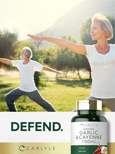 Carlyle Geruchsloser Knoblauch und Cayennepfeffer | 200 Softgels | Non-GMO, Glutenfrei