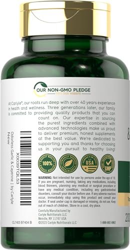 Carlyle Geruchsloser Knoblauch und Cayennepfeffer | 200 Softgels | Non-GMO, Glutenfrei