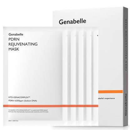 Genabelle PDRN Rejuvenating Mask Sheet – Leichte Glass Skin & Toning Maske mit PDRN, Niacinamid, Hyaluronsäure – Tiefenhydratation, Kühlung und sichtbares Aufpolstern der Haut – 5x 25 ml