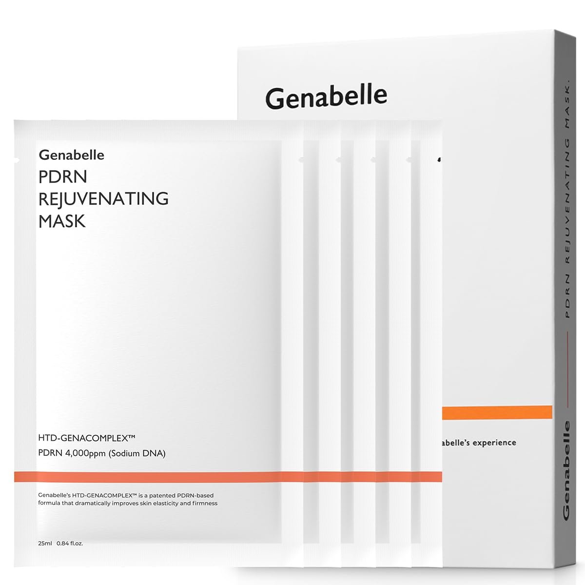 Genabelle PDRN Rejuvenating Mask Sheet – Leichte Glass Skin & Toning Maske mit PDRN, Niacinamid, Hyaluronsäure – Tiefenhydratation, Kühlung und sichtbares Aufpolstern der Haut – 5x 25 ml