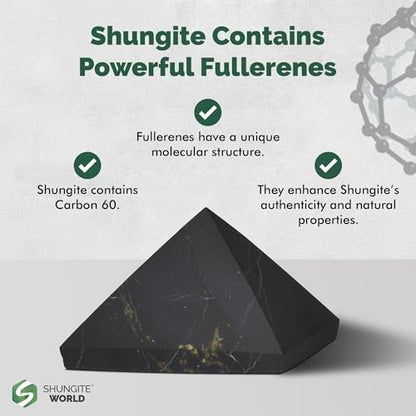 Shungite World Authentische Shungit-Pyramide, ungeschliffen, 30 mm, Chakra-Energie, natürlicher Heilungskristall, schwarze Pyramide für Büro, Meditation, Reiki, Erdung