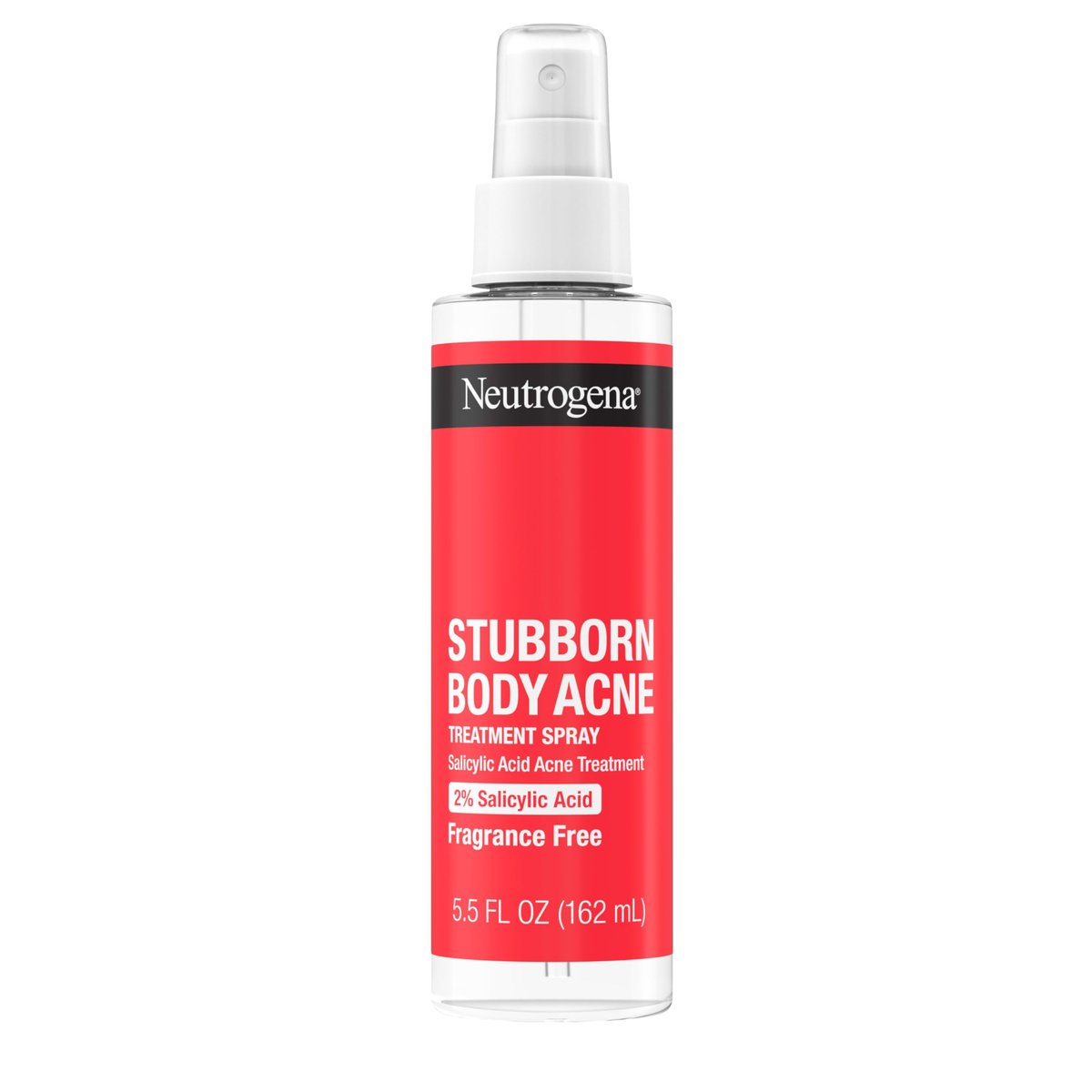 Neutrogena Stubborn Body Acne Spray mit Salicylsäure, parfümfreies Spray zur Behandlung von hartnäckiger Körperakne, ideal für Rücken und Brust, 2% Salicylsäure, 163 ml