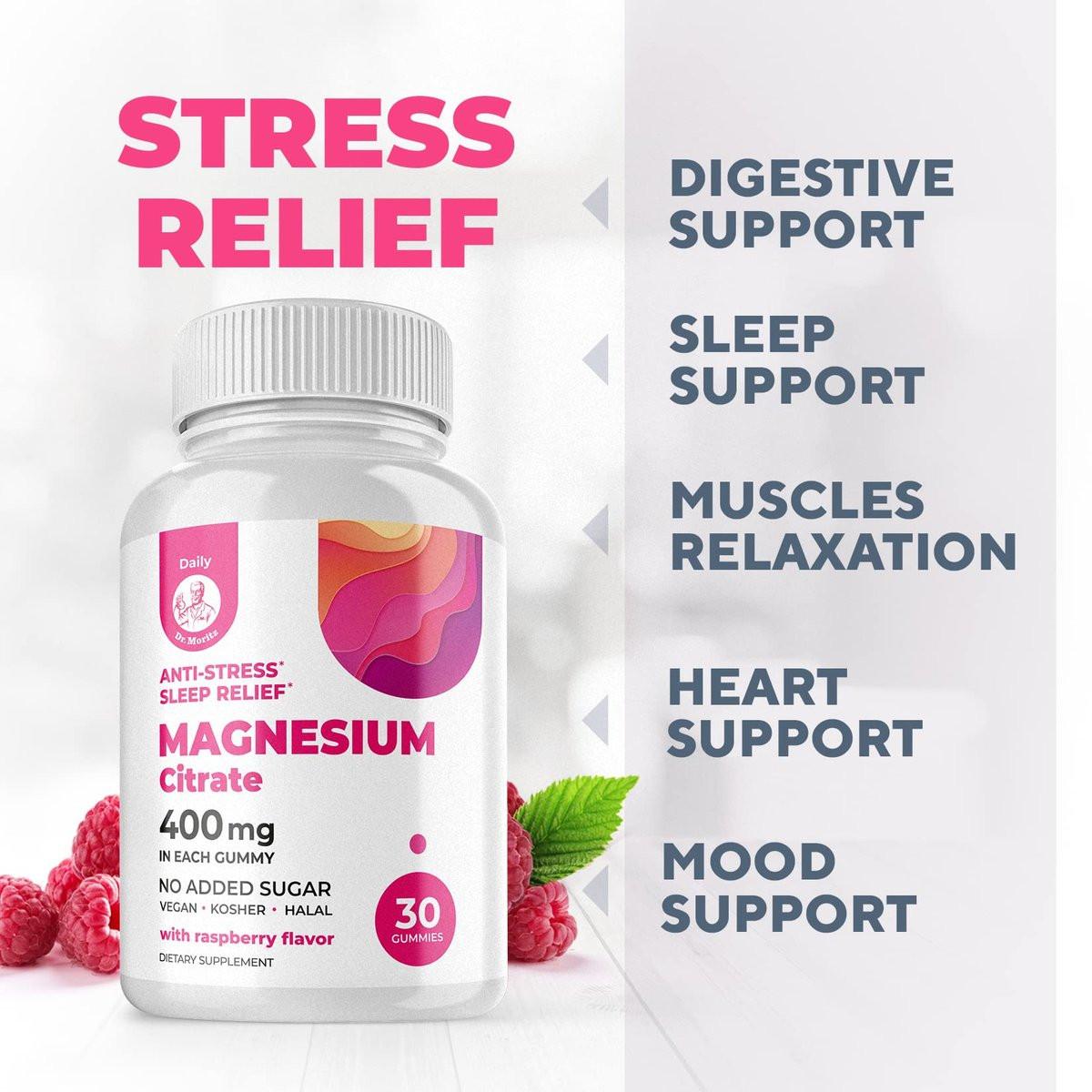 DR. MORITZ Magnesiumcitrat Gummies – Zuckerfrei, Beruhigende Magnesium Gummies für Kinder & Erwachsene, Unterstützt die Herz-Kreislauf-Gesundheit (30 Stück)