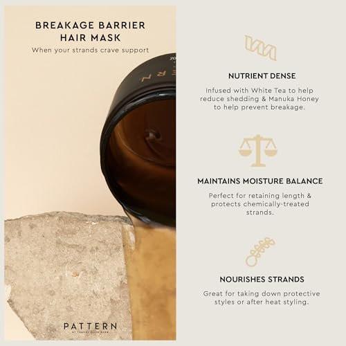 PATTERN Beauty Breakage Barrier Mask – Feuchtigkeitsmaske mit Manuka Honig & Weißem Tee für lockiges Haar 3a-4c, 11 Fl Oz