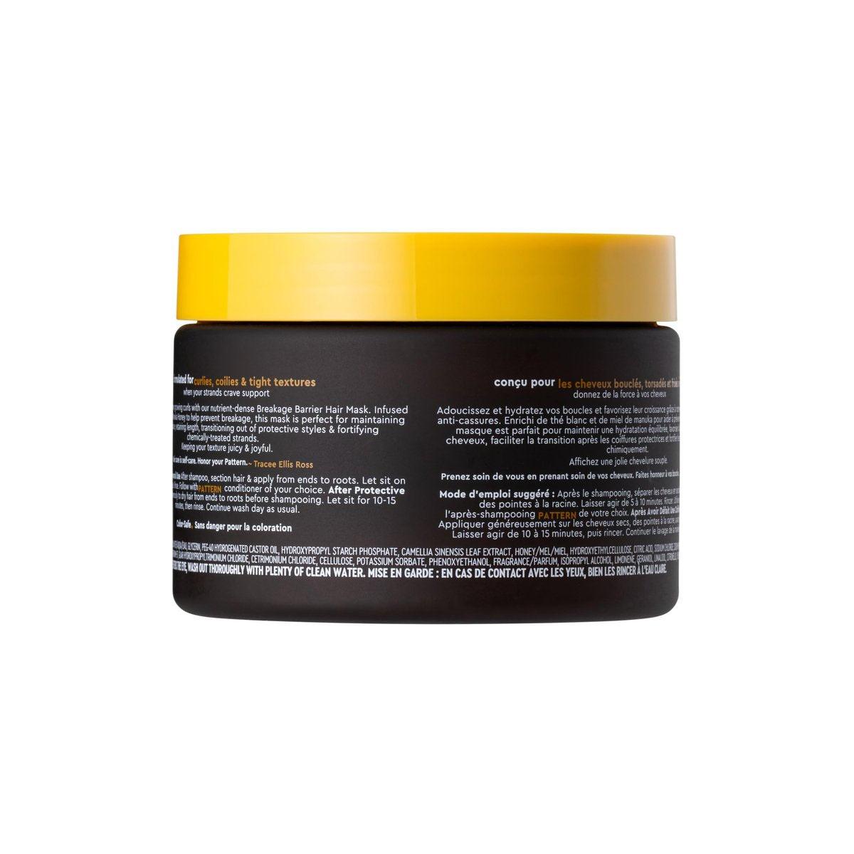 PATTERN Beauty Breakage Barrier Mask – Feuchtigkeitsmaske mit Manuka Honig & Weißem Tee für lockiges Haar 3a-4c, 11 Fl Oz