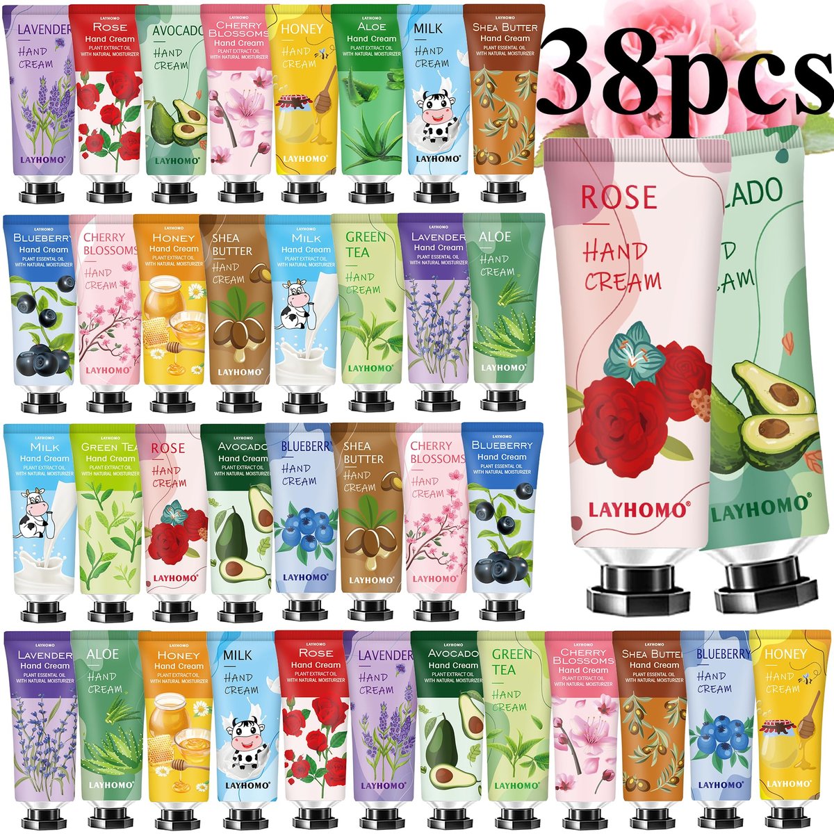 38-teiliges Handcreme-Geschenkset | Muttertagsgeschenke, Dankeschön-Geschenke, Geschenke für Frauen | natürliche Pflanzendüfte, Reisegröße