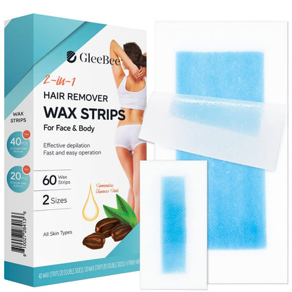 Gleebee Wachsstreifen 60 Stück, Enthaarungsstreifen für Gesicht, Arme, Beine, Achseln, Bikini, Damen