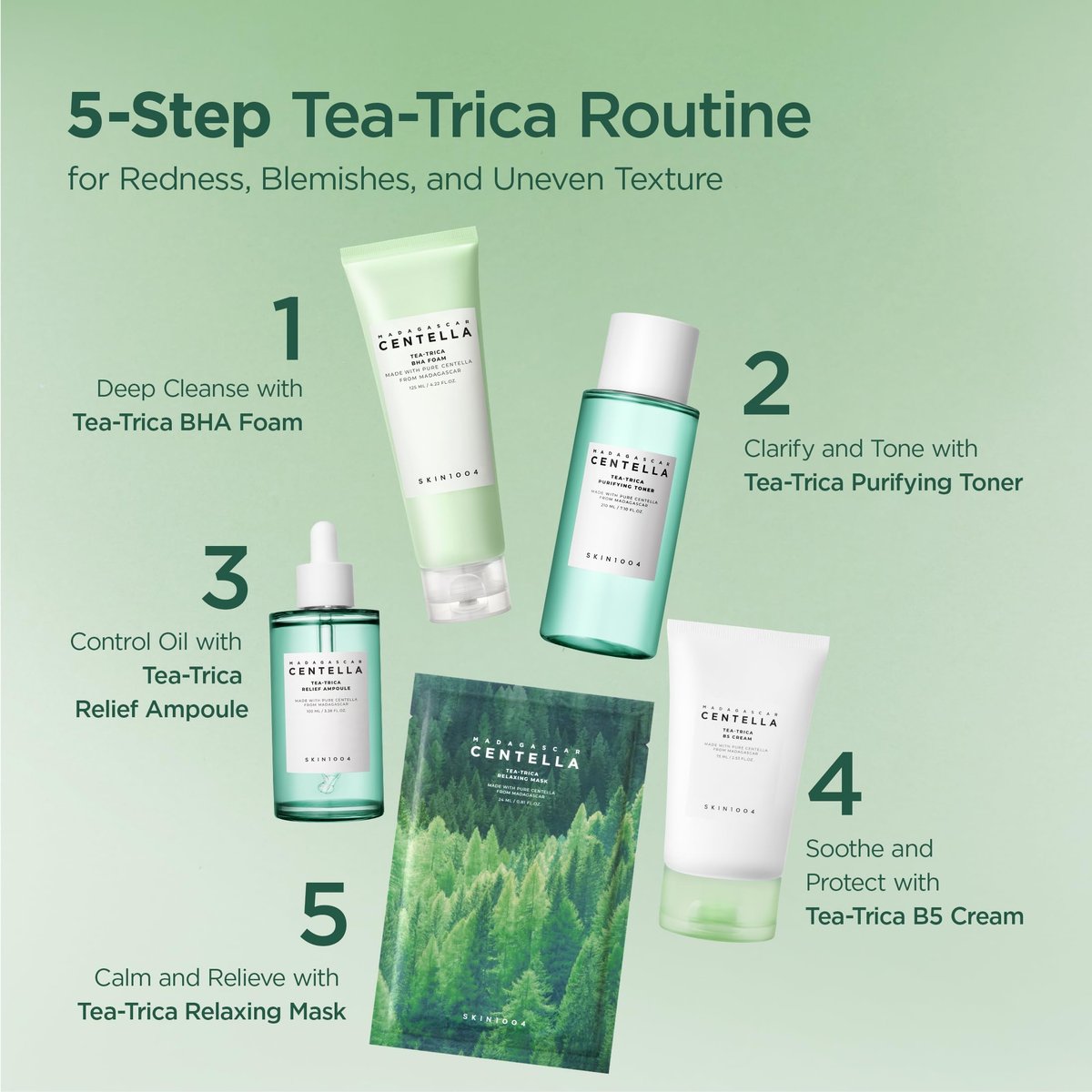 SKIN1004 Tea-Trica Purifying Toner – Korean Toner mit Teebaum & BHA, Centella Toner für Ölbalance & Hydratation, Leichtes Gesichtswasser zur Beruhigung & Erfrischung, Koreanische Hautpflege, 210 ml