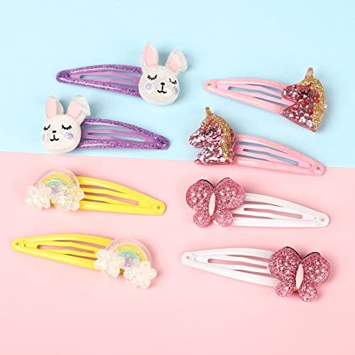 Schmetterlings-Haarspangen Regenbogen - 8-teiliges Set rutschfeste Mädchen-Haarklammern mit Glitzer Einhorn-Haarschmuck für Kleinkinder Kinder Party Geburtstagsgeschenk