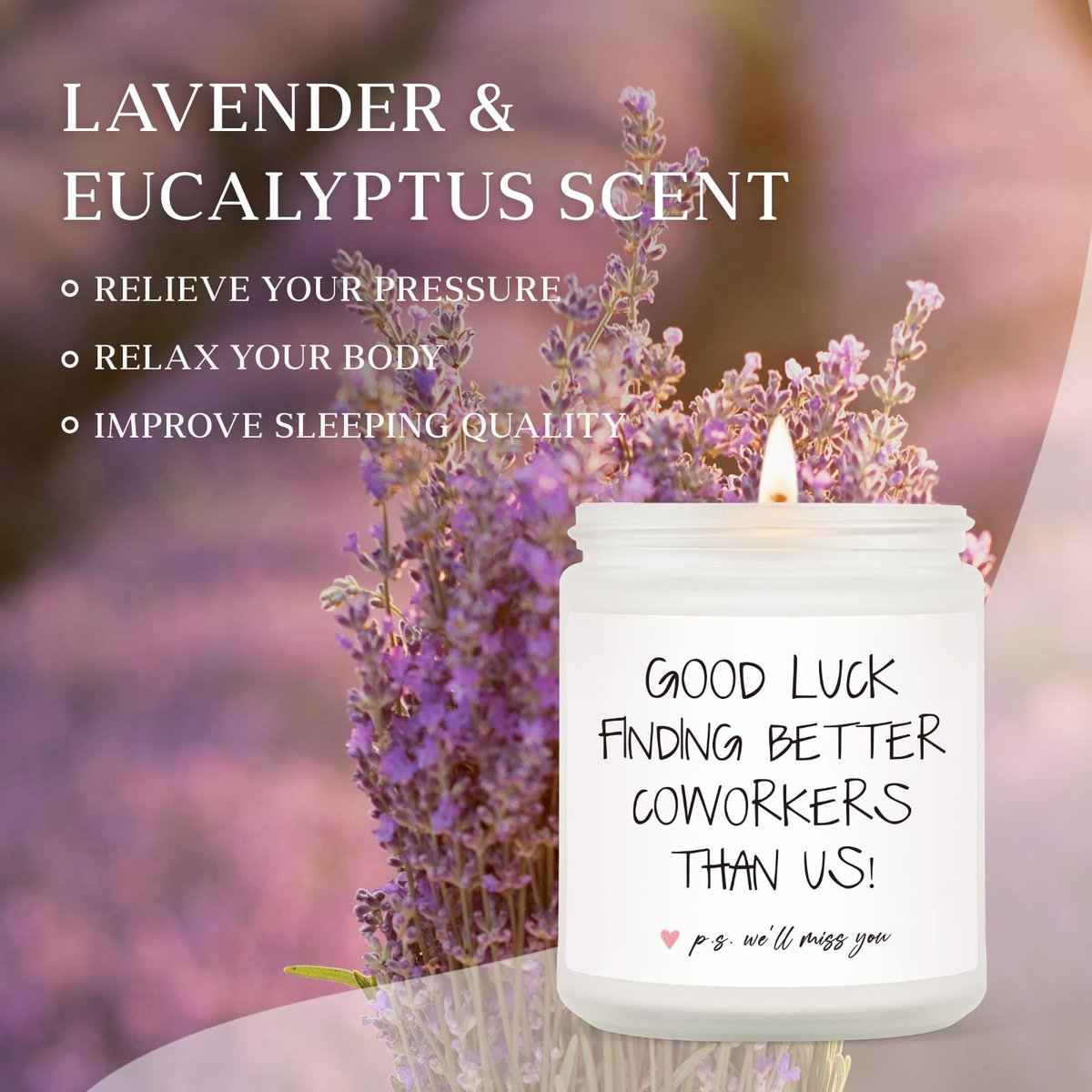 BAUBLEDAZZ Abschiedsgeschenk für Kollegen – Handgemachte Lavendel Sojawachs Kerze (7oz) – Lustiges Geschenk zum Abschied für Arbeitskollegen, Chef, Männer, Frauen, Freund