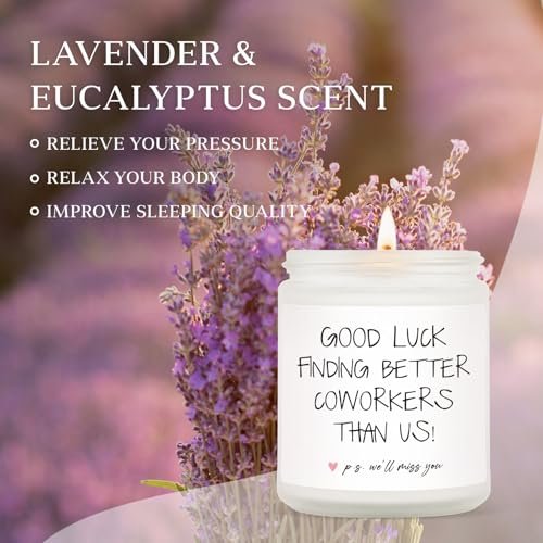 BAUBLEDAZZ Abschiedsgeschenk für Kollegen – Handgemachte Lavendel Sojawachs Kerze (7oz) – Lustiges Geschenk zum Abschied für Arbeitskollegen, Chef, Männer, Frauen, Freund