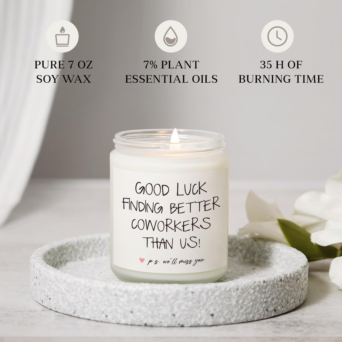 BAUBLEDAZZ Abschiedsgeschenk für Kollegen – Handgemachte Lavendel Sojawachs Kerze (7oz) – Lustiges Geschenk zum Abschied für Arbeitskollegen, Chef, Männer, Frauen, Freund