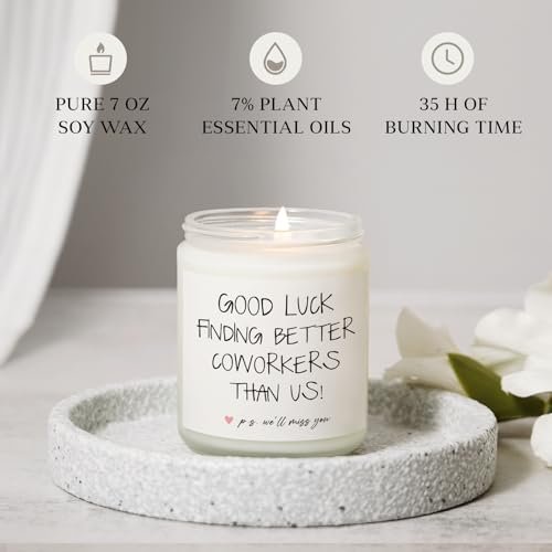 BAUBLEDAZZ Abschiedsgeschenk für Kollegen – Handgemachte Lavendel Sojawachs Kerze (7oz) – Lustiges Geschenk zum Abschied für Arbeitskollegen, Chef, Männer, Frauen, Freund