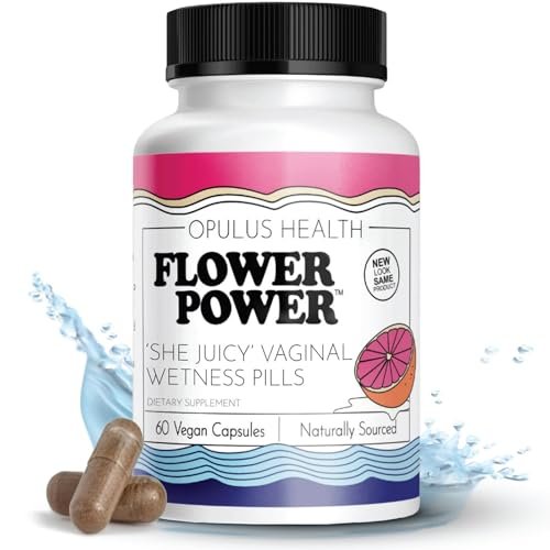 Flower Power Vaginale Feuchtigkeitsunterstützung Kapseln für Frauen – Vaginale Trockenheit Ergänzung mit pulverisierter Ulmenrinde | Unterstützt das vaginale Wohlbefinden während der Menopause & Stress | 60 Kapseln, hergestellt in den USA