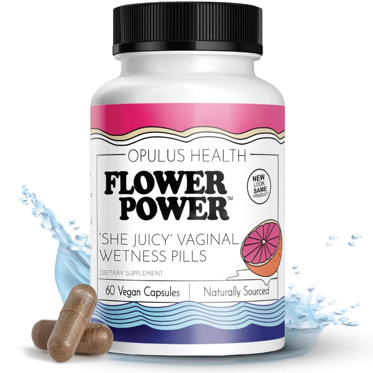 Flower Power Vaginale Feuchtigkeitsunterstützung Kapseln für Frauen – Vaginale Trockenheit Ergänzung mit pulverisierter Ulmenrinde | Unterstützt das vaginale Wohlbefinden während der Menopause & Stress | 60 Kapseln, hergestellt in den USA