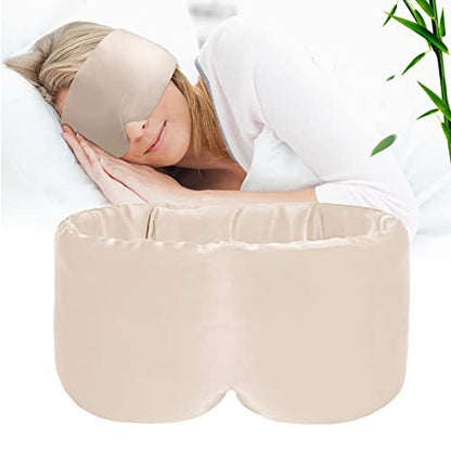 iCooBreeze 100% handgefertigte Bambus-Schlafmaske für Damen und Herren, Bio-Schlafmaske, lichtundurchlässig, große Größe, verstellbar (1 Stück, Apricot)