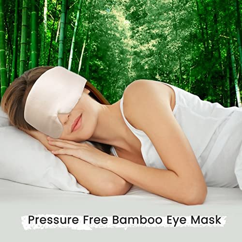iCooBreeze 100% handgefertigte Bambus-Schlafmaske für Damen und Herren, Bio-Schlafmaske, lichtundurchlässig, große Größe, verstellbar (1 Stück, Apricot)
