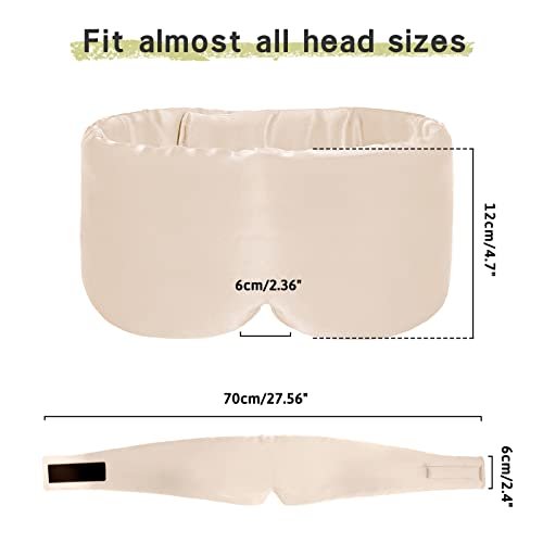 iCooBreeze 100% handgefertigte Bambus-Schlafmaske für Damen und Herren, Bio-Schlafmaske, lichtundurchlässig, große Größe, verstellbar (1 Stück, Apricot)