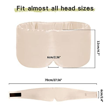 iCooBreeze 100% handgefertigte Bambus-Schlafmaske für Damen und Herren, Bio-Schlafmaske, lichtundurchlässig, große Größe, verstellbar (1 Stück, Apricot)