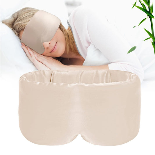 iCooBreeze 100% handgefertigte Bambus-Schlafmaske für Damen und Herren, Bio-Schlafmaske, lichtundurchlässig, große Größe, verstellbar (1 Stück, Apricot)