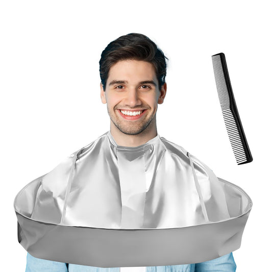 Wsevinn Haarschneide-Umhang – Professioneller Salon-Barber-Umhang, Faltbarer Haarschneide-Mantel, Haarschneide-Schürzen-Set für Erwachsene Männer und Frauen – Silbergrau, verstellbar