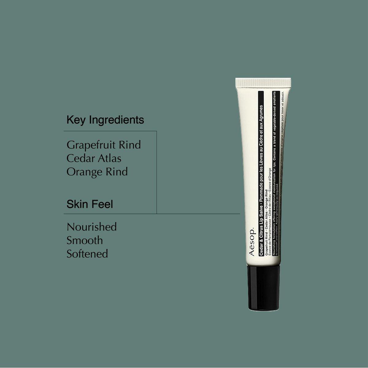 Aesop Cedar & Citrus Lip Balm | Pflegende Lippenpflege für trockene, rissige Lippen | Geschmeidige Öl-Gel-Formel | 9 ml