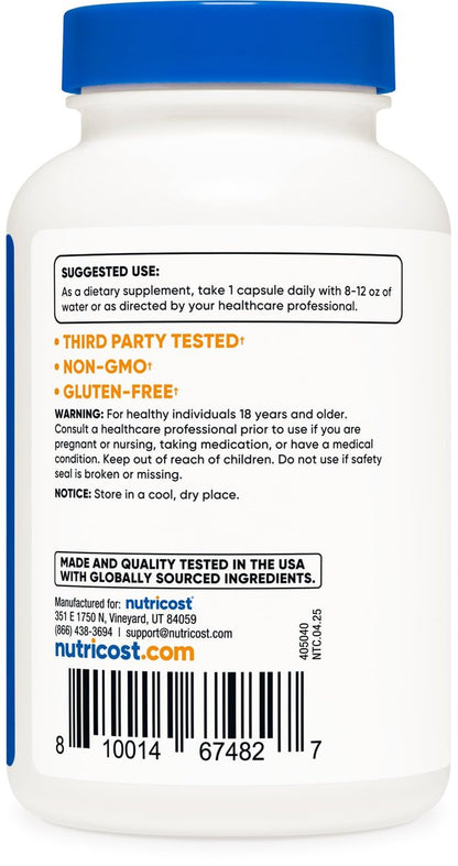 Nutricost Vitamin B6 (Pyridoxin-HCl) 25mg, 240 Kapseln – Non-GMO, glutenfrei und vegetarisch