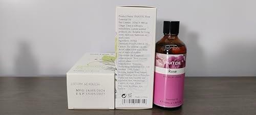 PHATOIL Rosenöl 3,38 FL.OZ mit Glas-Tropfer – 100 % reines ätherisches Öl für Aromatherapie-Diffuser, Luftbefeuchter, DIY-Kerzen- und Seifenherstellung, 100 ml Flasche