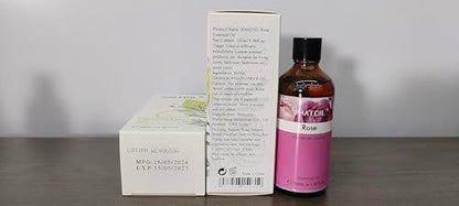 PHATOIL Rosenöl 3,38 FL.OZ mit Glas-Tropfer – 100 % reines ätherisches Öl für Aromatherapie-Diffuser, Luftbefeuchter, DIY-Kerzen- und Seifenherstellung, 100 ml Flasche