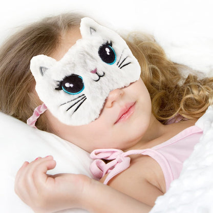 Geyoga 3er-Set Schlafmaske für Kinder – Plüsch-Atlas-Stil, Katzenform, weich & bequem