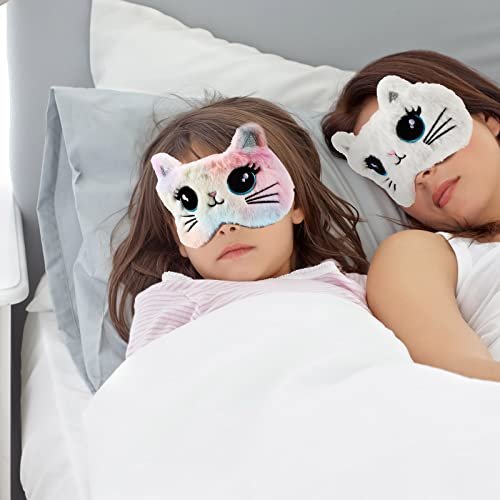 Geyoga 3er-Set Schlafmaske für Kinder – Plüsch-Atlas-Stil, Katzenform, weich & bequem