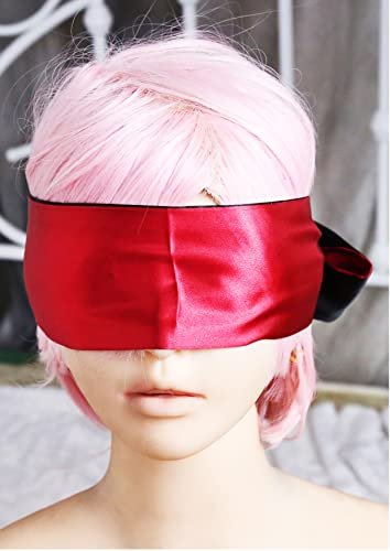 Satin Schlafmaske Rot Schwarz - Weiche Seidenschlafmaske mit verstellbarem Band 150 cm
