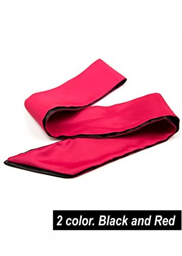 Satin Schlafmaske Rot Schwarz - Weiche Seidenschlafmaske mit verstellbarem Band 150 cm