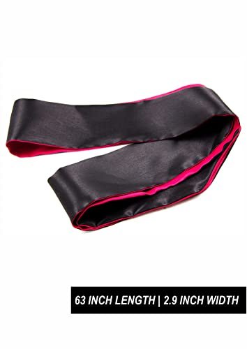 Satin Schlafmaske Rot Schwarz - Weiche Seidenschlafmaske mit verstellbarem Band 150 cm