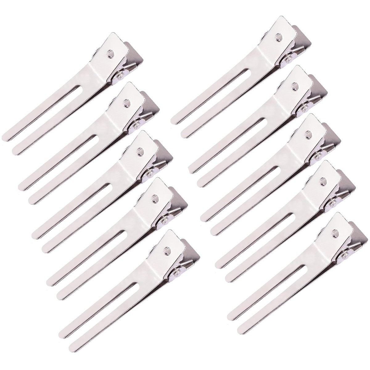 10er-Pack Doppelzinken-Haarspangen, Entenschnabel-Haarclips für Frisuren, Haarschneideclips, 4,5 cm, rostfreie Metall-Lockenclips zum Stylen, Färben, Abteilen