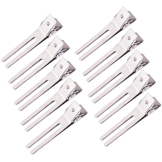 10er-Pack Doppelzinken-Haarspangen, Entenschnabel-Haarclips für Frisuren, Haarschneideclips, 4,5 cm, rostfreie Metall-Lockenclips zum Stylen, Färben, Abteilen