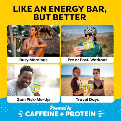 Quantum Energy Square: Energieriegel mit Koffein & 10g Protein – Leckerer, gesunder Snack für unterwegs (Vegan, glutenfrei, sojafrei, milchfrei) – Karamell-Mandel-Meersalz (8er Pack)