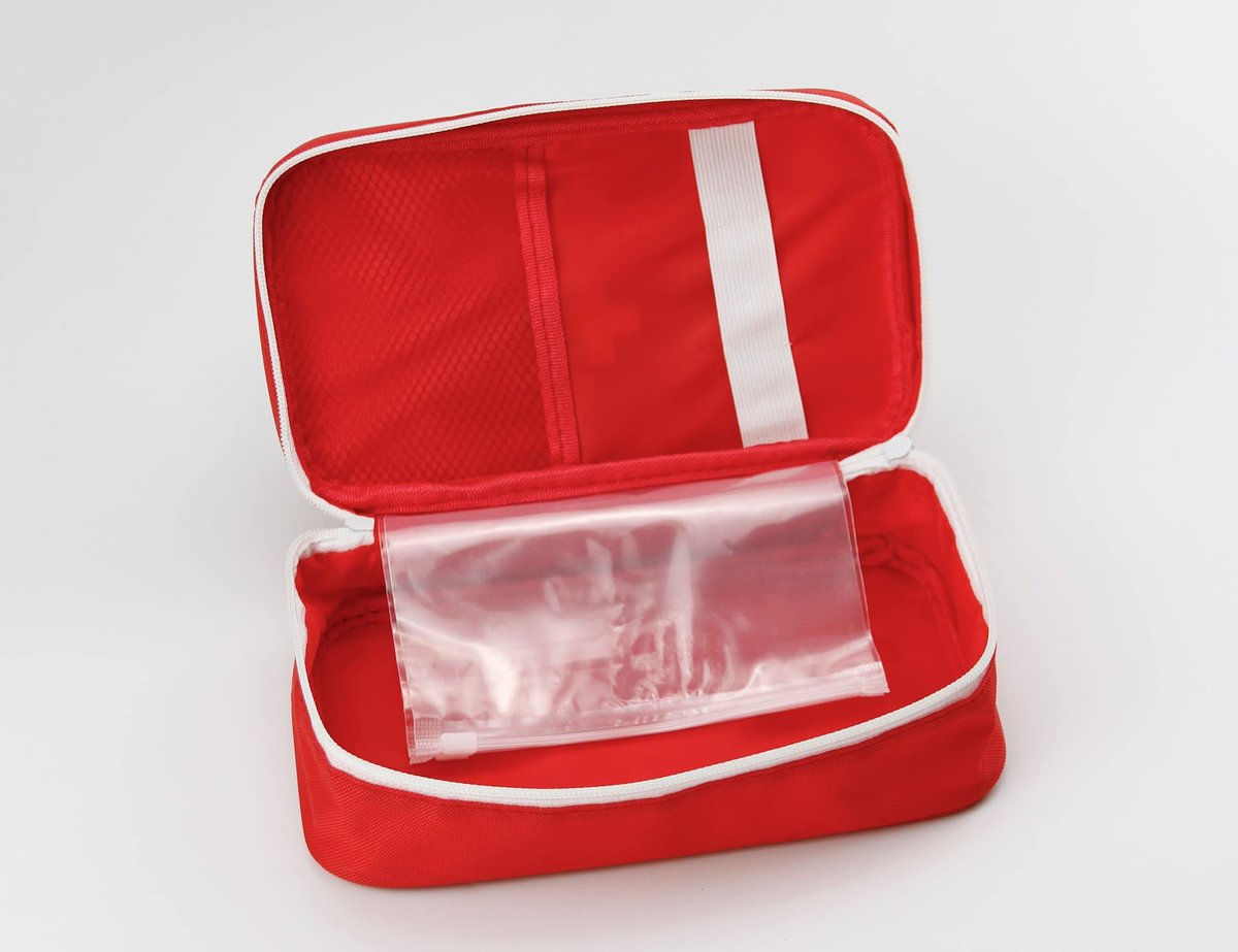 TOPASION Leerer Erste-Hilfe-Koffer Beutel, Reise-Medizintasche, Kleine Arzt-Tasche (Rot)