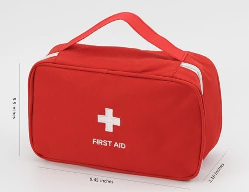 TOPASION Leerer Erste-Hilfe-Koffer Beutel, Reise-Medizintasche, Kleine Arzt-Tasche (Rot)