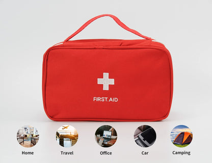 TOPASION Leerer Erste-Hilfe-Koffer Beutel, Reise-Medizintasche, Kleine Arzt-Tasche (Rot)