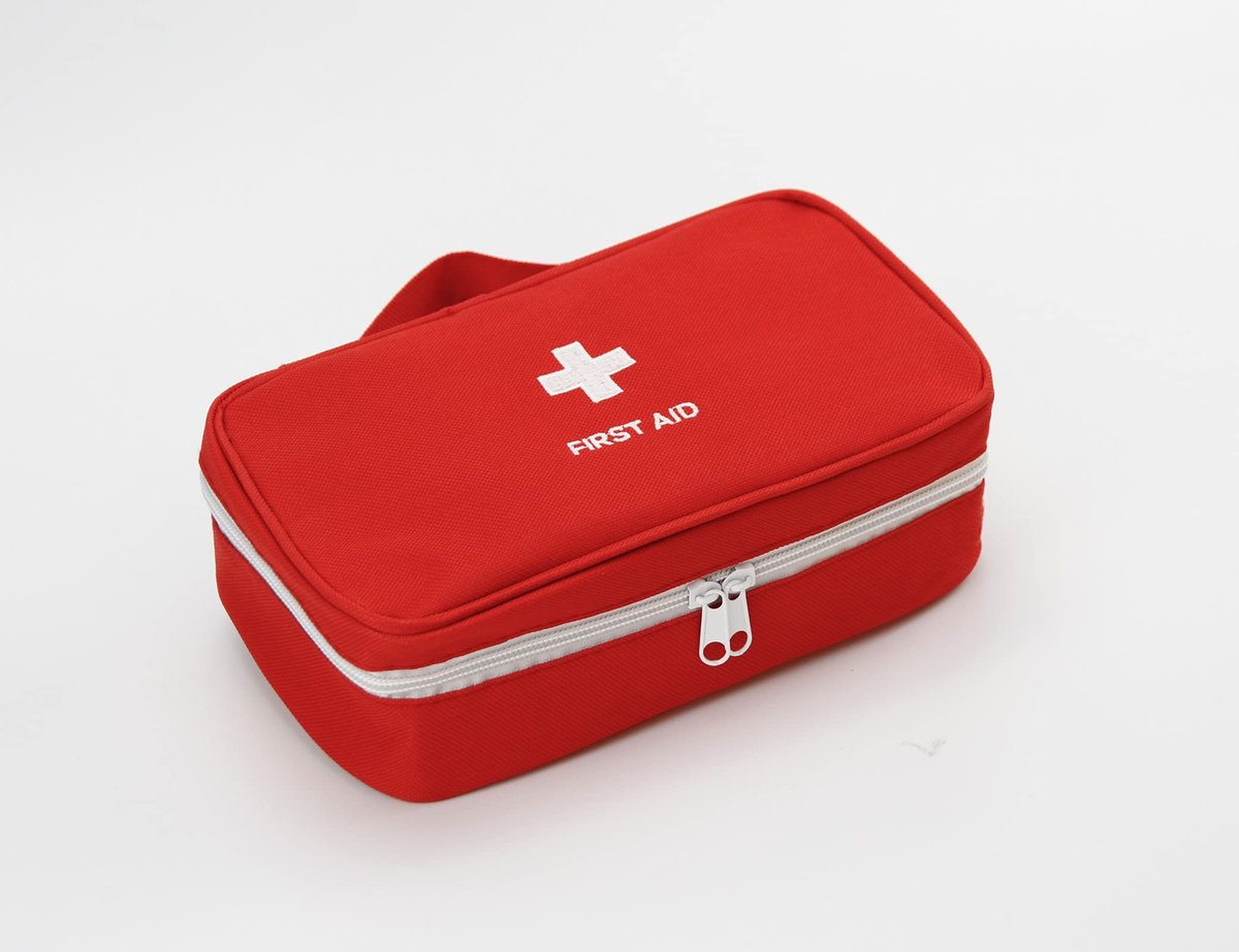 TOPASION Leerer Erste-Hilfe-Koffer Beutel, Reise-Medizintasche, Kleine Arzt-Tasche (Rot)