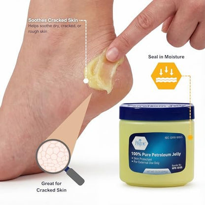 MED PRIDE 100% Reines Weißes Petroleum-Gel, 370 g – Hautschutz & Feuchtigkeitscreme für trockene Haut, rissige Hände, spröde Lippen, kleine Schnitte, Verbrennungen & Windelausschlag – Duftfrei & Hypoallergen