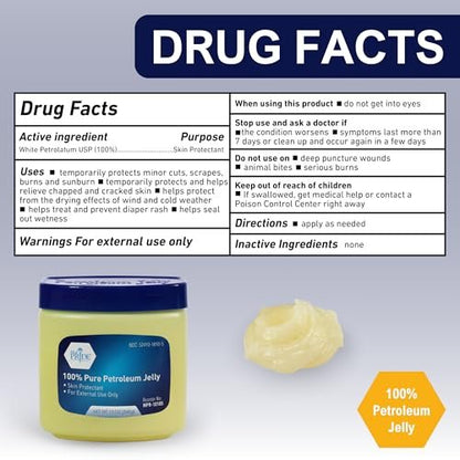 MED PRIDE 100% Reines Weißes Petroleum-Gel, 370 g – Hautschutz & Feuchtigkeitscreme für trockene Haut, rissige Hände, spröde Lippen, kleine Schnitte, Verbrennungen & Windelausschlag – Duftfrei & Hypoallergen