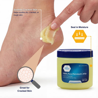 MED PRIDE 100% Reines Weißes Petroleum-Gel, 370 g – Hautschutz & Feuchtigkeitscreme für trockene Haut, rissige Hände, spröde Lippen, kleine Schnitte, Verbrennungen & Windelausschlag – Duftfrei & Hypoallergen