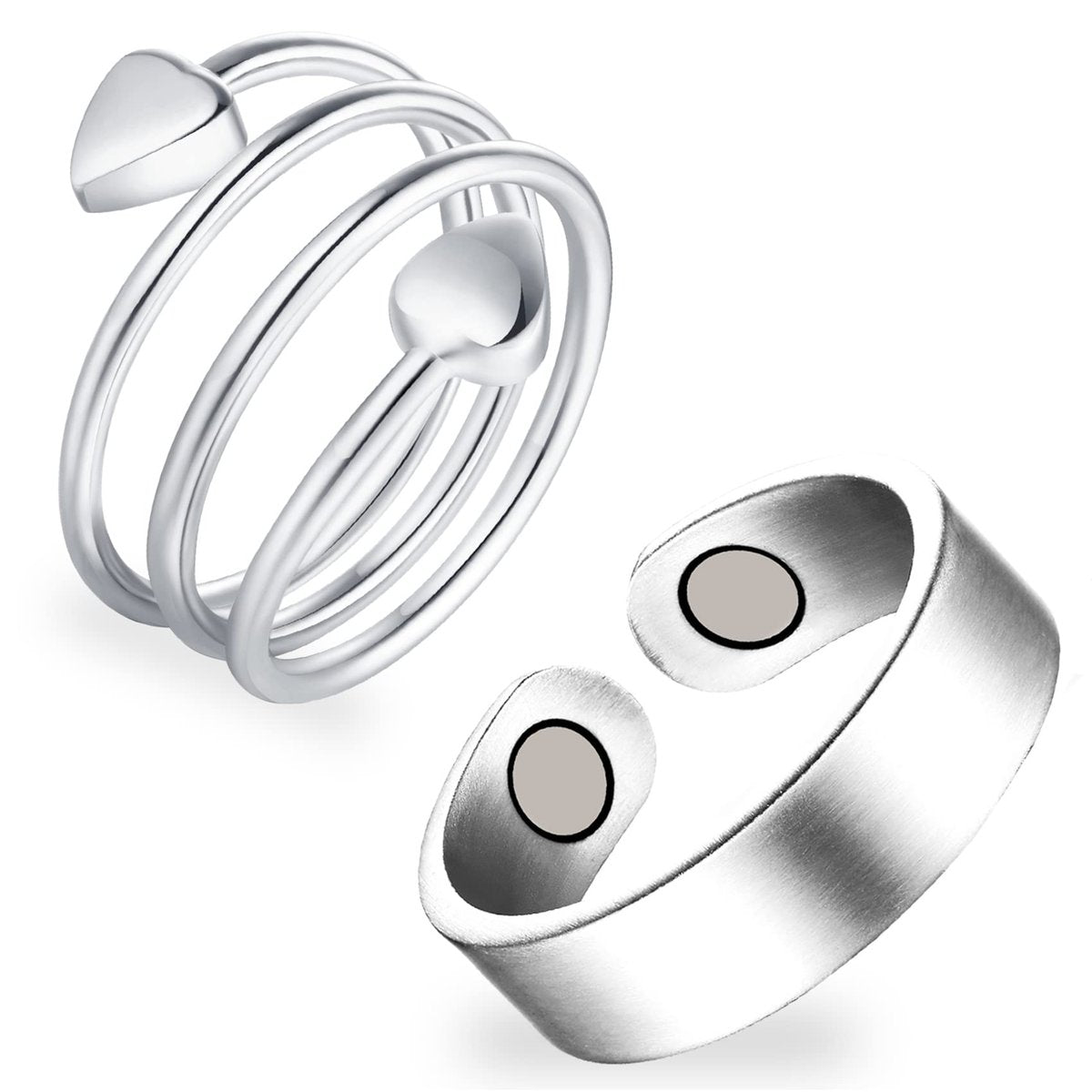 Feraco 2 Stück Kupferringe für Damen – 99,99% Reines Kupfer Magnetischer Daumenring mit Magnet – Lymphatik Schmuck Geschenk für Frauen, Muttertagsgeschenk