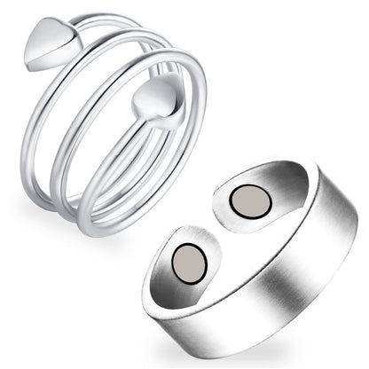 Feraco 2 Stück Kupferringe für Damen – 99,99% Reines Kupfer Magnetischer Daumenring mit Magnet – Lymphatik Schmuck Geschenk für Frauen, Muttertagsgeschenk