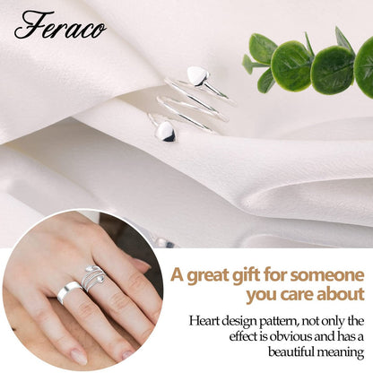 Feraco 2 Stück Kupferringe für Damen – 99,99% Reines Kupfer Magnetischer Daumenring mit Magnet – Lymphatik Schmuck Geschenk für Frauen, Muttertagsgeschenk