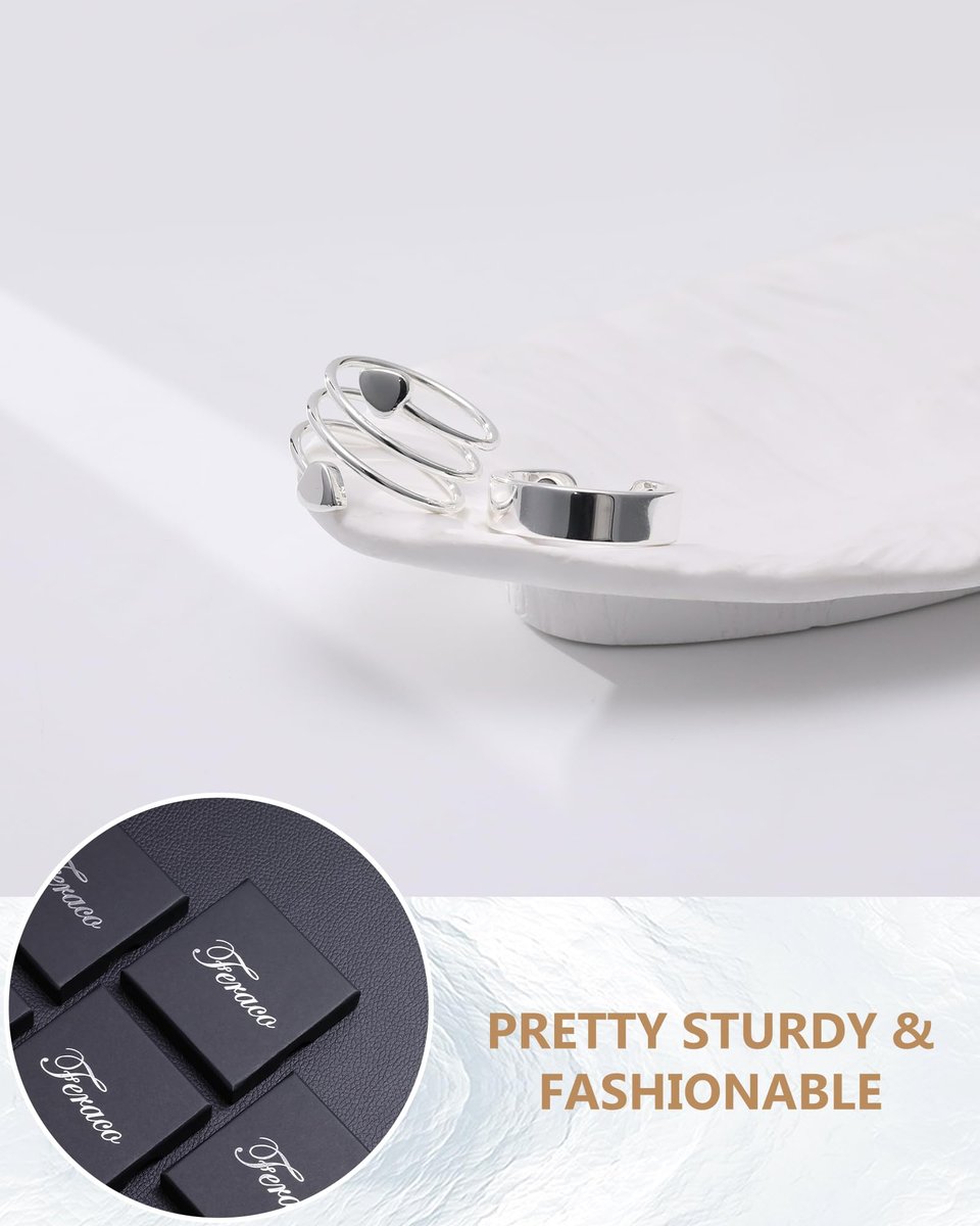 Feraco 2 Stück Kupferringe für Damen – 99,99% Reines Kupfer Magnetischer Daumenring mit Magnet – Lymphatik Schmuck Geschenk für Frauen, Muttertagsgeschenk