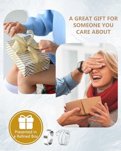 Feraco 2 Stück Kupferringe für Damen – 99,99% Reines Kupfer Magnetischer Daumenring mit Magnet – Lymphatik Schmuck Geschenk für Frauen, Muttertagsgeschenk
